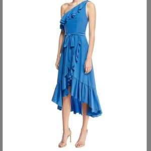 Joie Blue Damica One Shoulder Wrap Silk S New Ruffled Frills Cocktail Dress